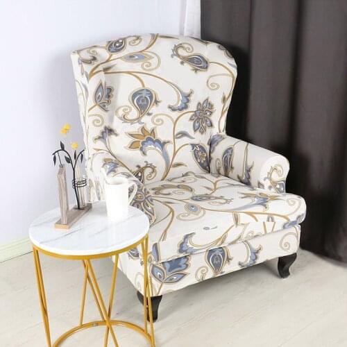 Elastic Armchair Slipcover Printed Sloping Arm King Armchair Cover Wing Chair Cover Stretch Chair Slipcover for Home Decoration