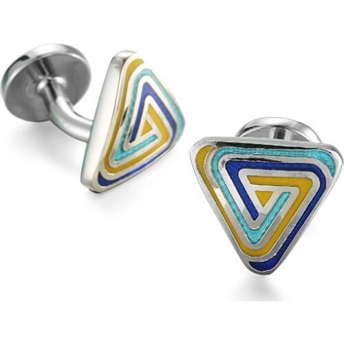 French Shirt Fashion Cufflinks for Mens Brand Cuff links Buttons Blue enamel Triangle High Quality 2018 New Arrival Jewelry