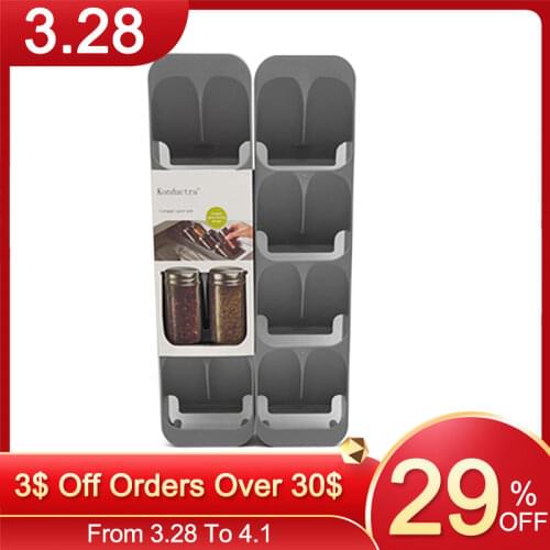 Hot Sale Eight Slots Drawer Condiment Seasoning Bottle Storage Holder Kitchen 8 Grid Crucible Storage Organizer Condiment Tank
