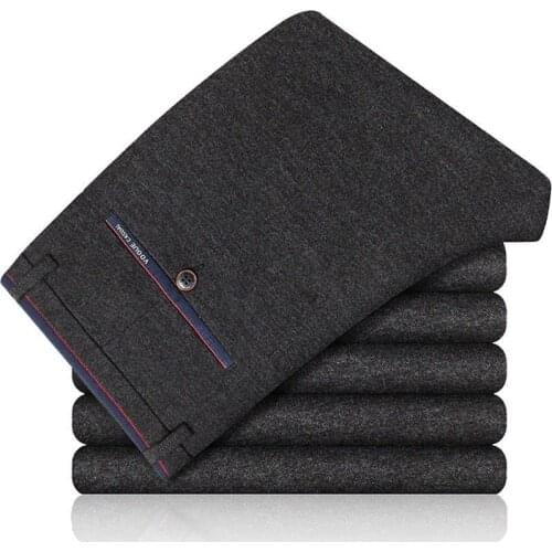 Cotton Man Pants Dress Boutique Suit Pants Korean Style Stretch Male Slim Straight Brushed Business Casual Suit Trousers for Men