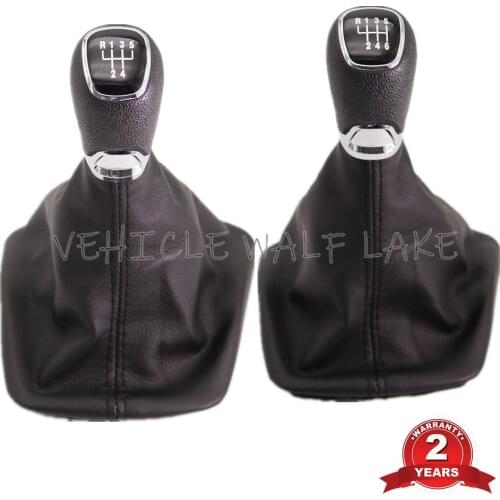 Chrome & Leather Car Shift Gear Knob Lever Gaitor Boot Cover For Skoda Octavia A5 A6 2004-2013
