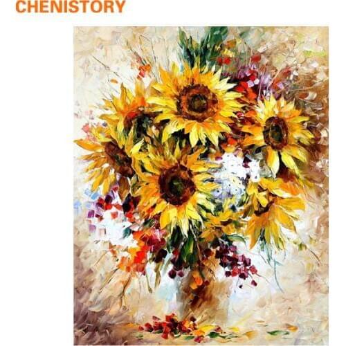CHENISTORY Picture Sunflower Colorful DIY Painting By Numbers Kits Acrylic Picture Modern Wall Art Hand Painted For Home Decor
