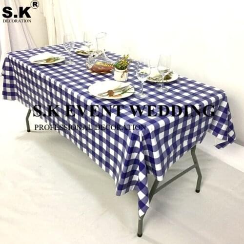 Nice Looking Checkered Plaid Polyester PV Waterproof Table Cloth Rectangle Tablecloth Wedding Event Banquet Dining Decoration