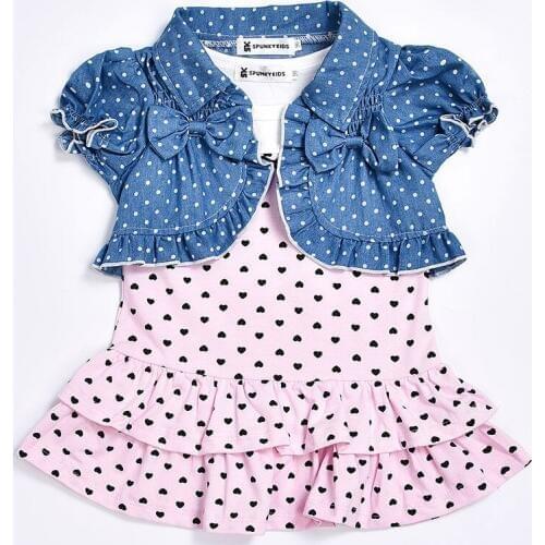 Hot selling baby girl dress summer style vestidos cake princess dress+vest 2 pcs clothes set baby girls clothing set