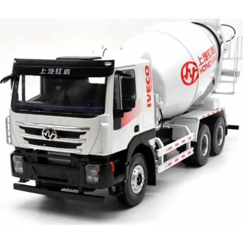 Diecast 1:24 SAIC Hongyan Concrete Mixer Cement Tank Alloy Truck Model Collection Decoration Souvenir Ornaments Display Van Toy