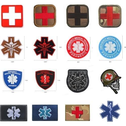 Medical red Cross Velcros Patches PARAMEDIC MED Army Rubber PVC Patch Badges for Clothes Bag Backpack