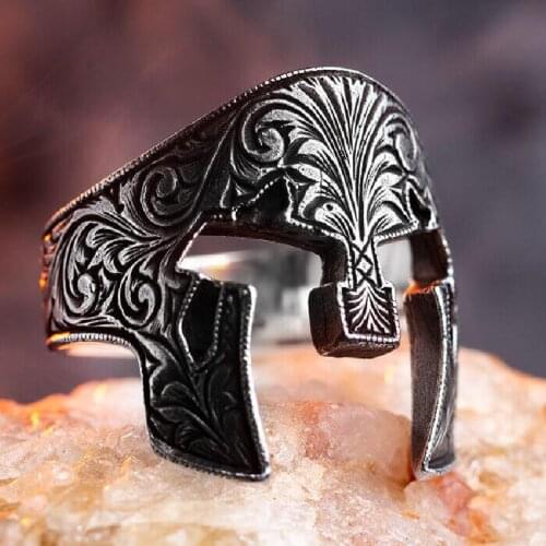 Fashion Mens Ring Natural Helmet Colorful Punk Ring Vintage 925 Siterling Silver Punk Biker Party Band Jewelry Made in Turkey