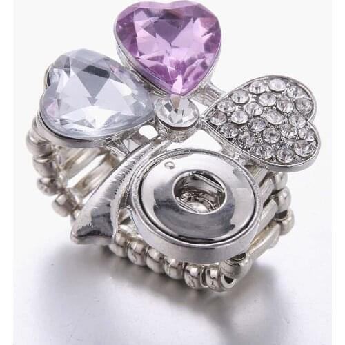 New Hot Sale Snap Buttons Jewely 12mm Crystal Adjustable Snap Jewelry Ladies Fashion Rhinestones Snap Button Jewelry Ring