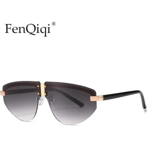 Rimless Sunglasses Women Brand Designers Sun Glasses Gradient Lens Ladies Frameless Oval Shades Metal Eyeglasses Oculos De Sol