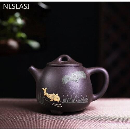 Authentic Yixing tea pot purple clay Stone scoop teapot Ore beauty kettle Handmade Teaware Chinese Customized gifts 190ml