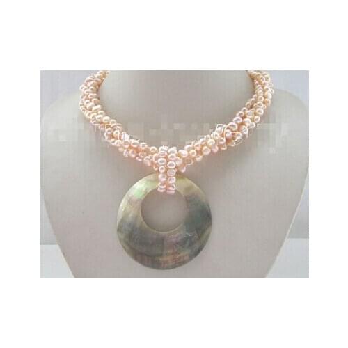 18" 4row 6mm pink baroque freshwater pearl necklace Factory Wholesale price Women Giftword Jewelry