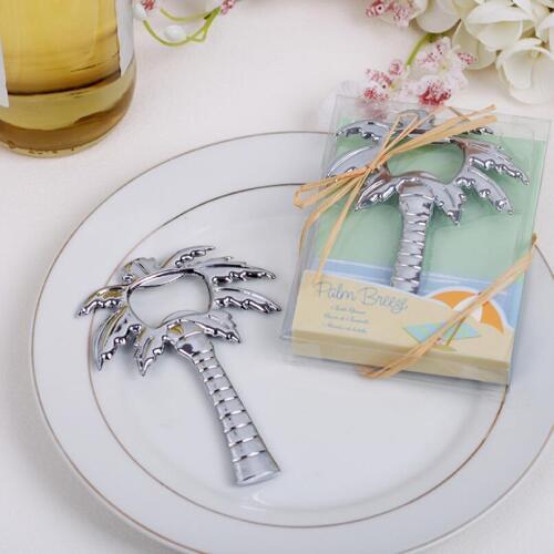"Palm Breeze" Chrome Palm Tree Beer Bottle Opener wedding party favor gift for guest LX1389