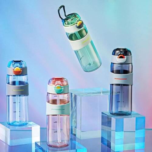 520ml Water Bottle Portable Large Capacity Plastic Washable Strew Sports Bottle Cage for Boys Girls Sports Bottle