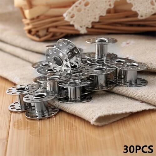 30Pcs Stainless Steel Sewing Machine Bobbins Metal Spool Empty Thread Core Coil Bobbins for Janome Singer Sewing Machine Parts