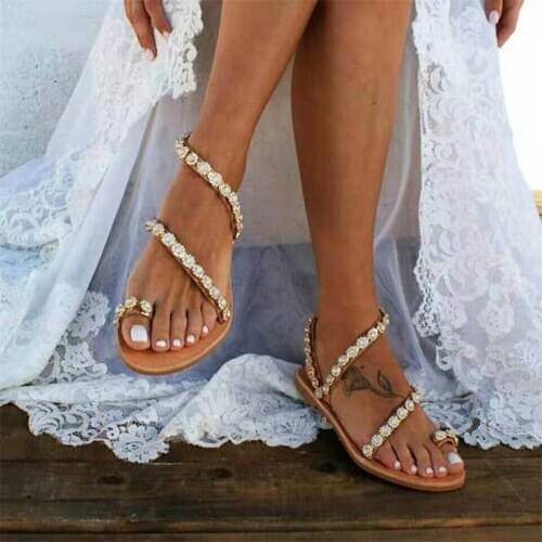 Women Sandals Gladiator 2020 Summer Casual Shoes Bohemia Mujer Wedding Shoes Crystal Feminina Ladies Flip Flops Beach Sandals