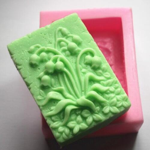 Silicone soap mold C042 Daffodils pattern square shape fondant cake chocolate clay mould wholesale mould tools