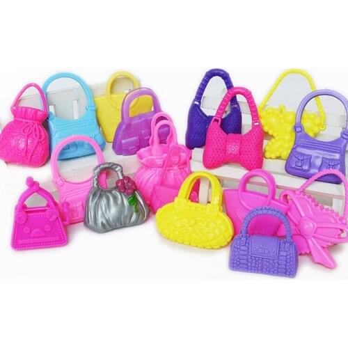 Cute Mini Mix Styles and color Doll Bags Toy For Accessories Bag Shaped Kids Toys 10PCS