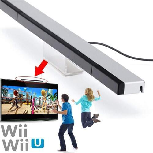 Replacement Wired Infrared IR Ray Motion Sensor Bar 9.4 inches Stand Receiver With Adhesive for Nintendo Wii and Wi U Console