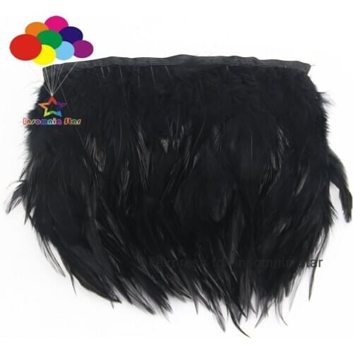 Top 1/10meter black Rooster Tail Feathers 8-12cm wide cock Cloth Sideband for Clothing Wedding Party trims DIY Scarf