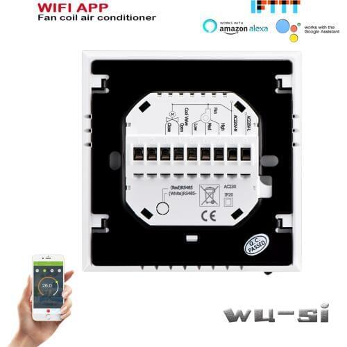 TUYA WIFI thermostat-2PIPE fan coil unit thermostat，Works with Alexa Google home wifi thermostat,24VAC 95-240VAC
