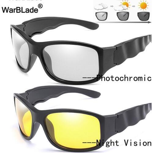 WarBlade 2020 Polarized Photochromic Sunglasses Men Night Vision Glasses Day Night Driving Anti-glare Goggle Sun glasses Eyewear