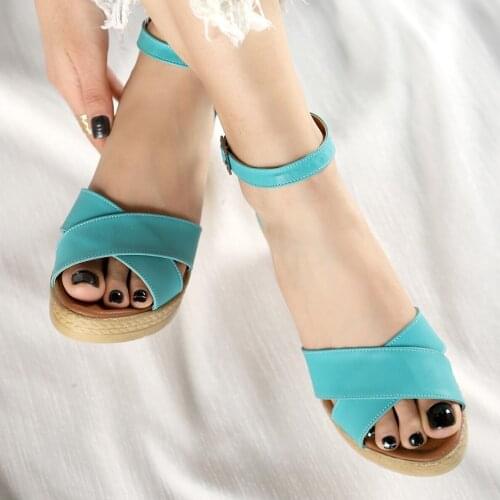 Tonar Ertu Turquoise Skin Wedges Women Sandals Stylish and Comfortable New Season Platform Trend Fashion