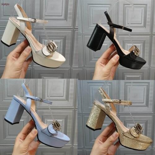 2021 hot Fashion Sandals Women Summer New Waterproof Platform Thick Block High Heel Open toe Party Dress Shoes Women size 35-42