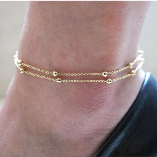2019 New Fashion Foot Accessories Jewelry Gold/Silver Plated Bead Anklet Trendy Foot Chain Bracelet Jewelry For Women XLL190