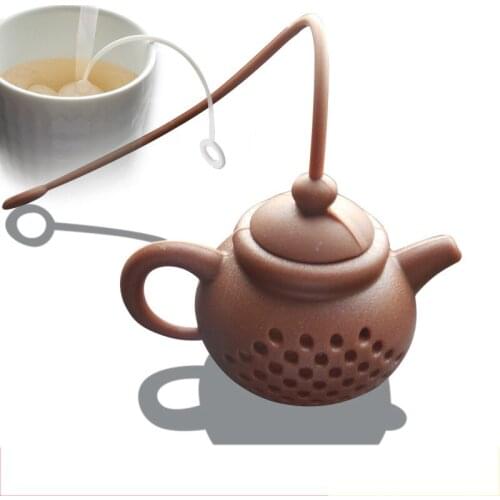 1pc Creative Teapot-Shape Tea Strainer Travel Spice Silicone Drain Bag Infuser Tea Leaf Filter Diffuser for Kitchen Accessories