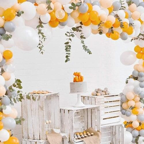 100pcs 12/10inch Macaron&Pearl Latex Balloon Pack of Gray,Orange, Balloon Peach Helium Balloon Arch Wedding Birthday Decor
