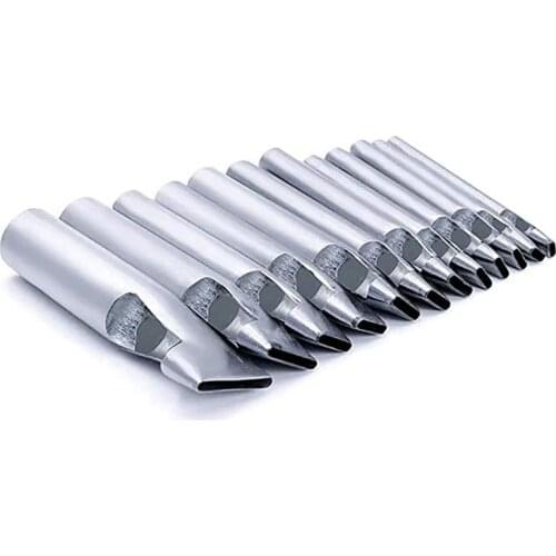 12Pcs Oval Oblong Shape Punch Leather Craft Hole Punch Set for Leather Watch Bands Belts Canvas Paper Plastics Working