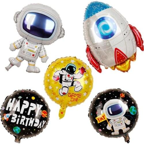 50pcs Rocket Space Travelling Happy Birthday party decor outer space astronaut foil balloon ET Planet explore partner kids toys