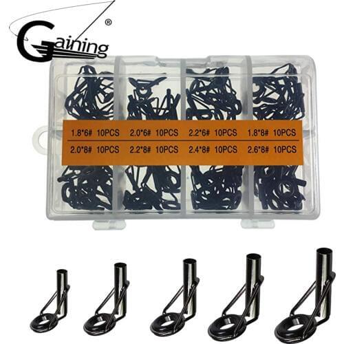 80pcs Fishing Rod Guides Tip Set with Box Stainless Steel & Ceramic Tip Top Ring Circle Pole Repair Kit Set Fishing Accessories