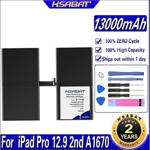 HSABAT A1670 A1671 A1754 13000mAh Battery for iPad Pro 12.9 2nd A1670 A1671 A1754 Batteries