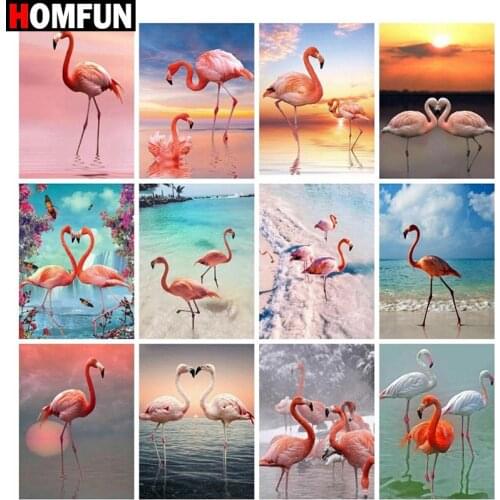 HOMFUN Full Square/Round Drill 5D DIY Diamond Painting "Animal crane scene" Embroidery Cross Stitch 5D Home Decor Gift