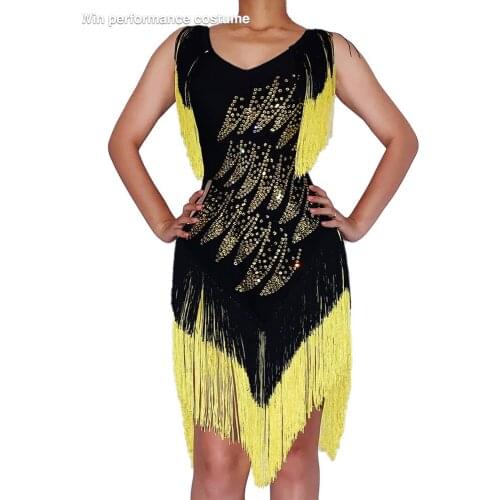 Sequins printed irregularity dress hemline sway in the wind laitin chacha modern dancing sleeveless mini midi length showcostume