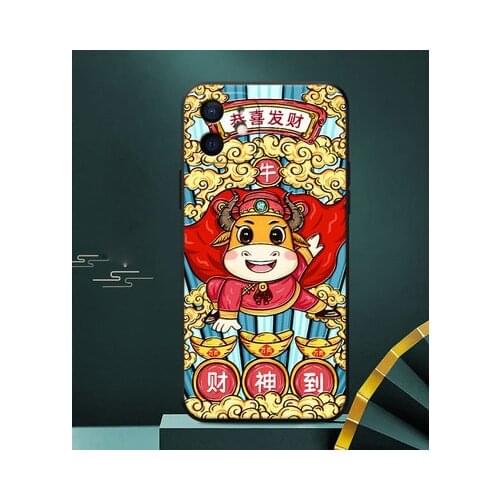 Cortoons Cattle China Style Trend Phone Case For iPhone X XS XR 11 12 Pro MAX 6 7 8 Plus Capa Back Covers Lucky Gift Phone Cases