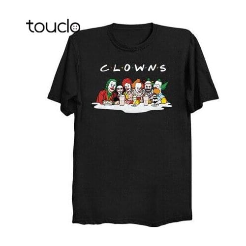 The Clowns Joker Jigsaw Krusty Pennywise IT Horror Friends Black T-Shirt Homer