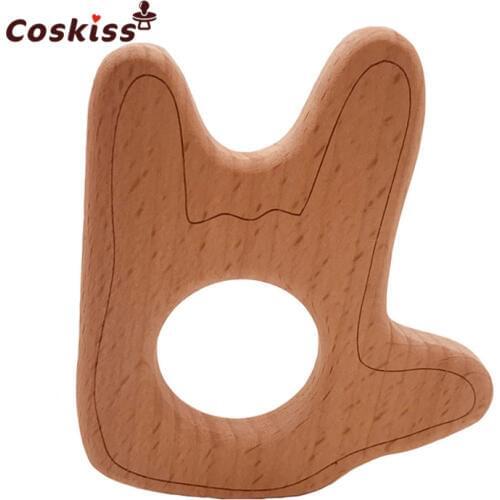 Beech Wooden Hand Shape Handmade Baby Wooden Teether DIY Wood Personalized Pendent Eco-Friendly Safe Baby Teether Toys