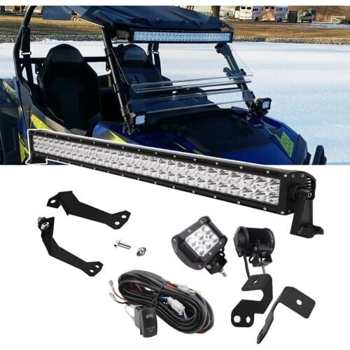 For Polaris RZR 1000 900 XP Upper Roof 30" Straight LED Light Bar Mount Set & A-Pillar LED Work Lights Mount Kit with Wiring Kit