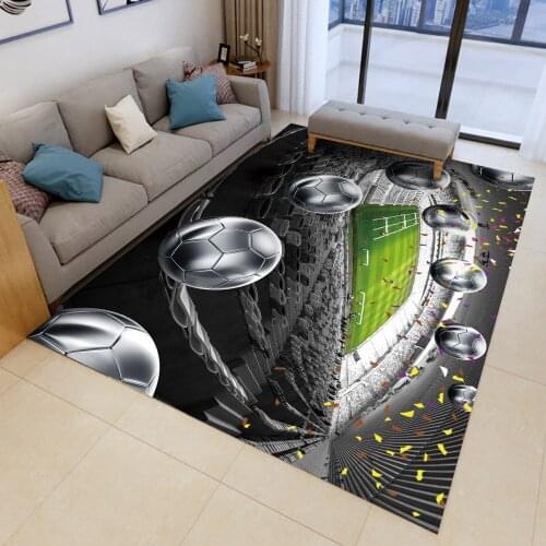 Home Decoration Bathroom Mat Soft Carpet Printing Kid Play Living Room Floor Anti Football Flannel Field Rug Bedroom Slip