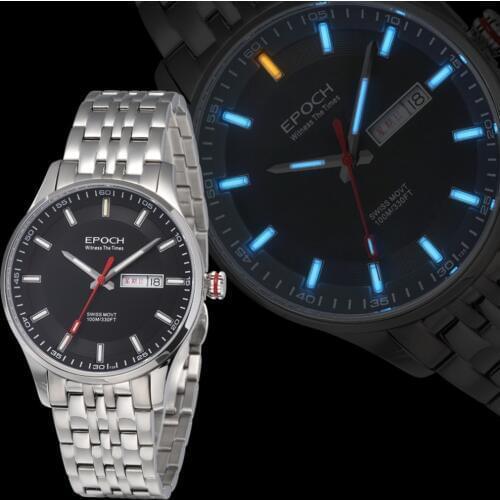Epoch men quartz watch mens watches luxury T100 tritium luminous erkek kol saati auto date relogio masculino erkek saat 6021GS