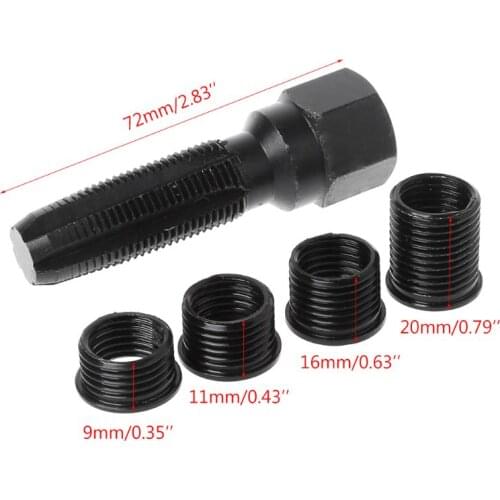 14mm Spark Plug Rethread Rethreader Repair Tap Tool Reamer Inserts Kit Professional 85AC