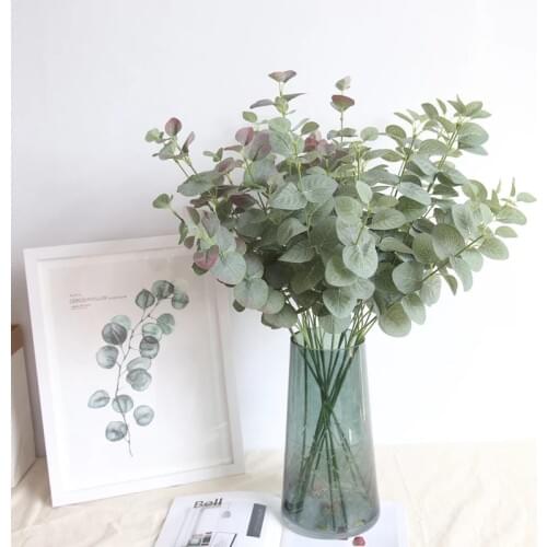 Artificial Eucalyptus Leaves Natural Branches Stems Silk Plants Home Decor For DIY Wedding Faux Fabric Home Decoration Supplies