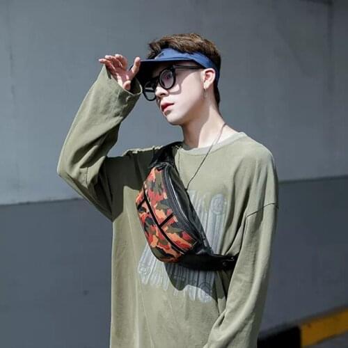 Men Leather Waist Packs Multifunctional Phone Coin Purse Wallet Storage Bag Camouflage Travel Chest Bag Crossbody Bags For Male