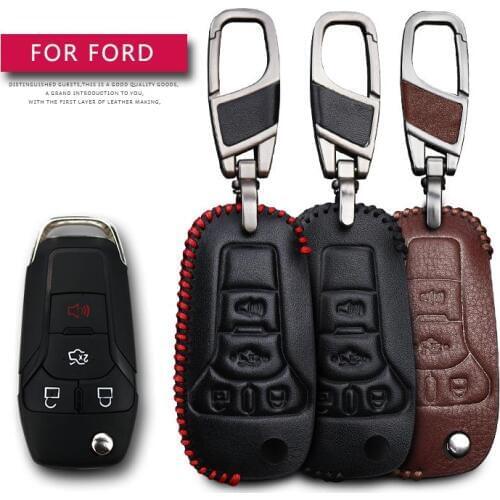 Leather Car Key Case Cover For Ford ka Focus Fiesta Fusion F150 F-150 Mustang Explorer Protection Key Shell Skin Bag Only case