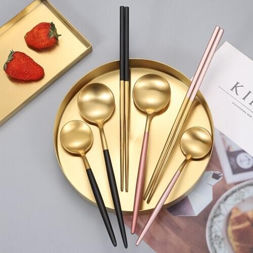 Stainless Steel Spoon Fork Chopsticks Knife Portable Dinnerware Picnic Travel School Tableware Cutlery with Box Kitchen Utensils