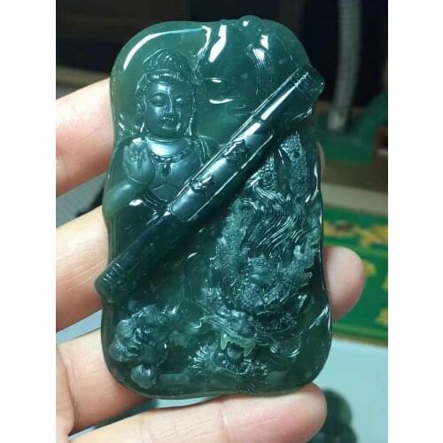 Natural Myanmar jade 7A HandCarved Buddha guan yin jadeite jade green jade pendant jade necklace pendants jewelry necklaces men