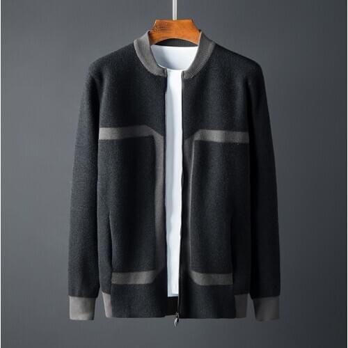 New Arrival Fashion Spring Autumn Men Overcoat Tide Casual Computer Knitted Mandarin Collar Cardigan Thick Plsu Size M- 3XL 4XL