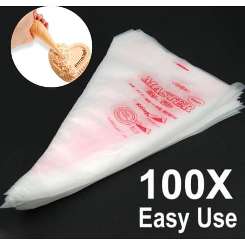 100 pcs/set Disposable Pastry Bags Cake Decoration Kitchen Icing Food Preparation Bags Cup Cake Piping Tools For Baking